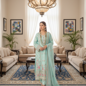 Saadia Ahmed LWSU-25FE304 Embroidered Cotton Net