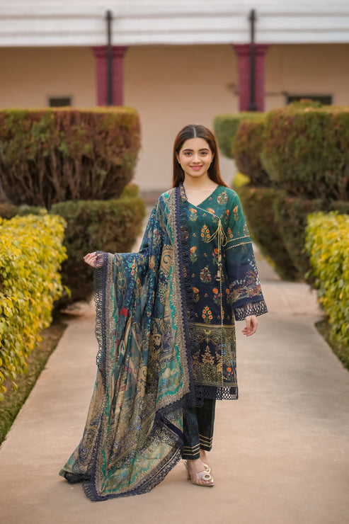 Saadia Ahmed LWSU-25P309 3-Pcs Printed Lawn

