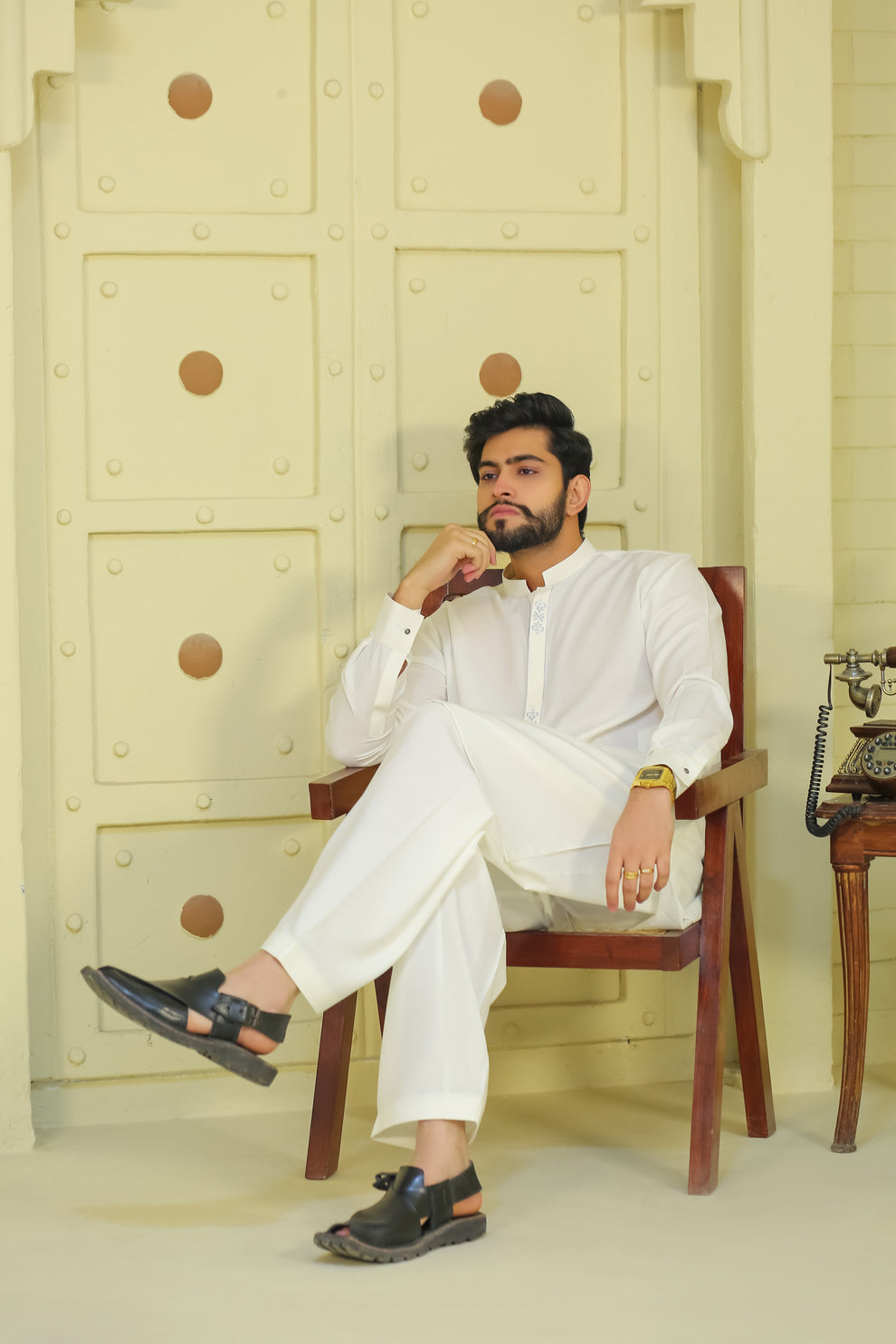 SKF25-002 White Kameez Shalwar