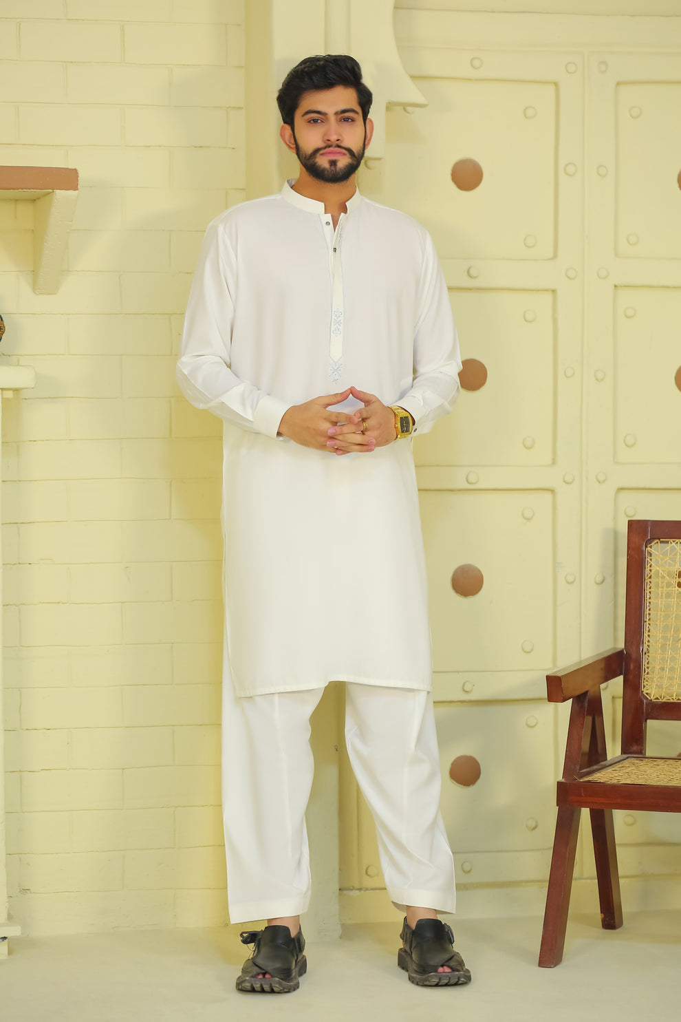 SKF25-002 White Kameez Shalwar - Image 2