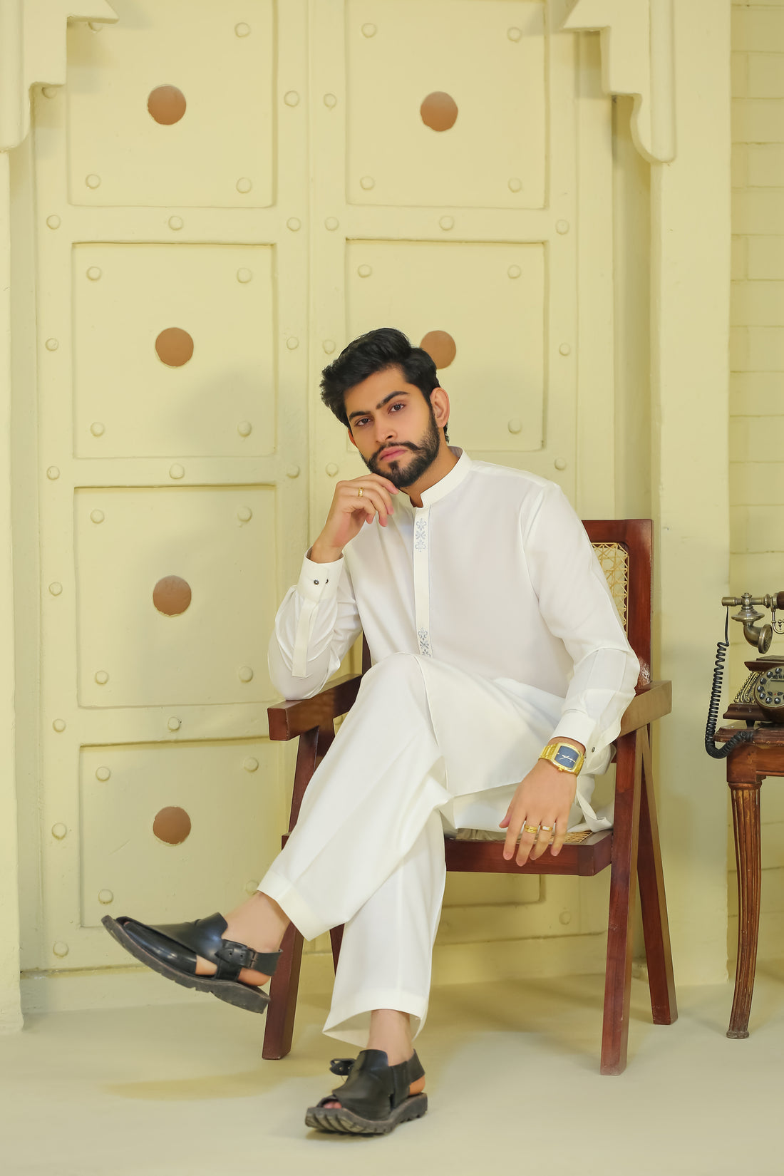 SKF25-002 White Kameez Shalwar - Image 4