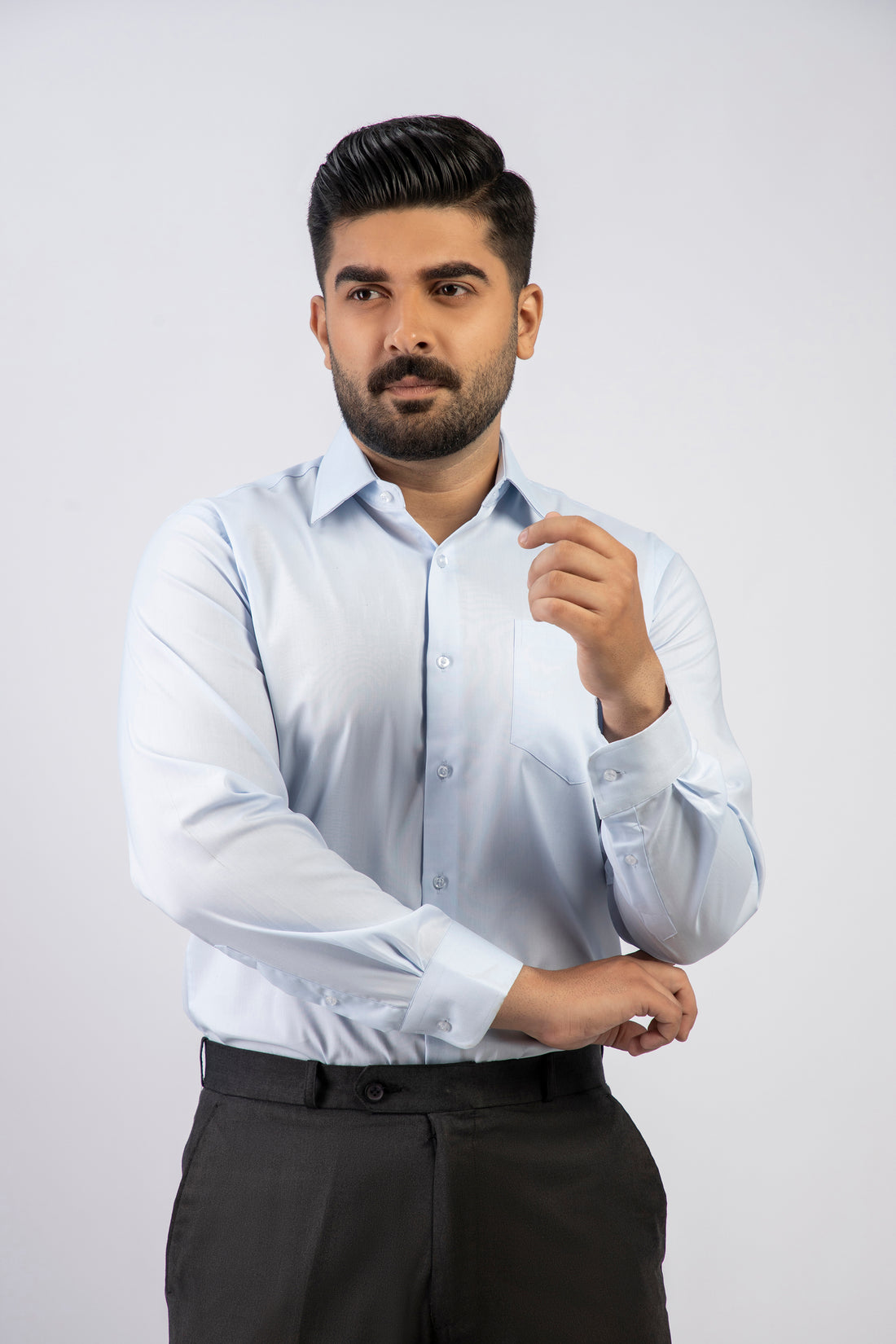 Light Blue Formal Shirt Pure Cotton Regular Fit - Image 3