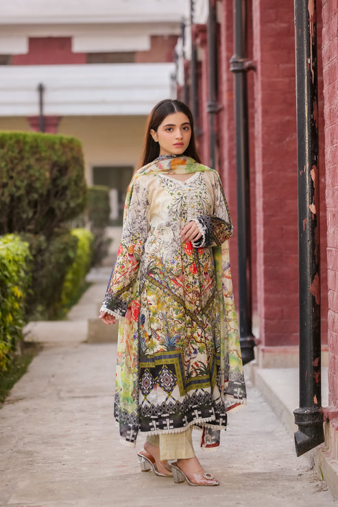 Saadia Ahmed LWSU-25P304 3-Pcs Printed Lawn