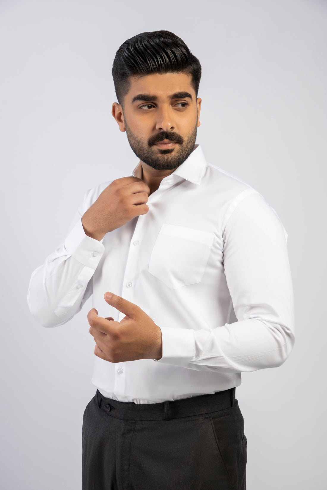 White Formal Shirt Pure Cotton Regular Fit - Image 3