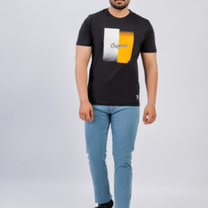 Black Graphic Round Neck Plan t-shirt (Premium)