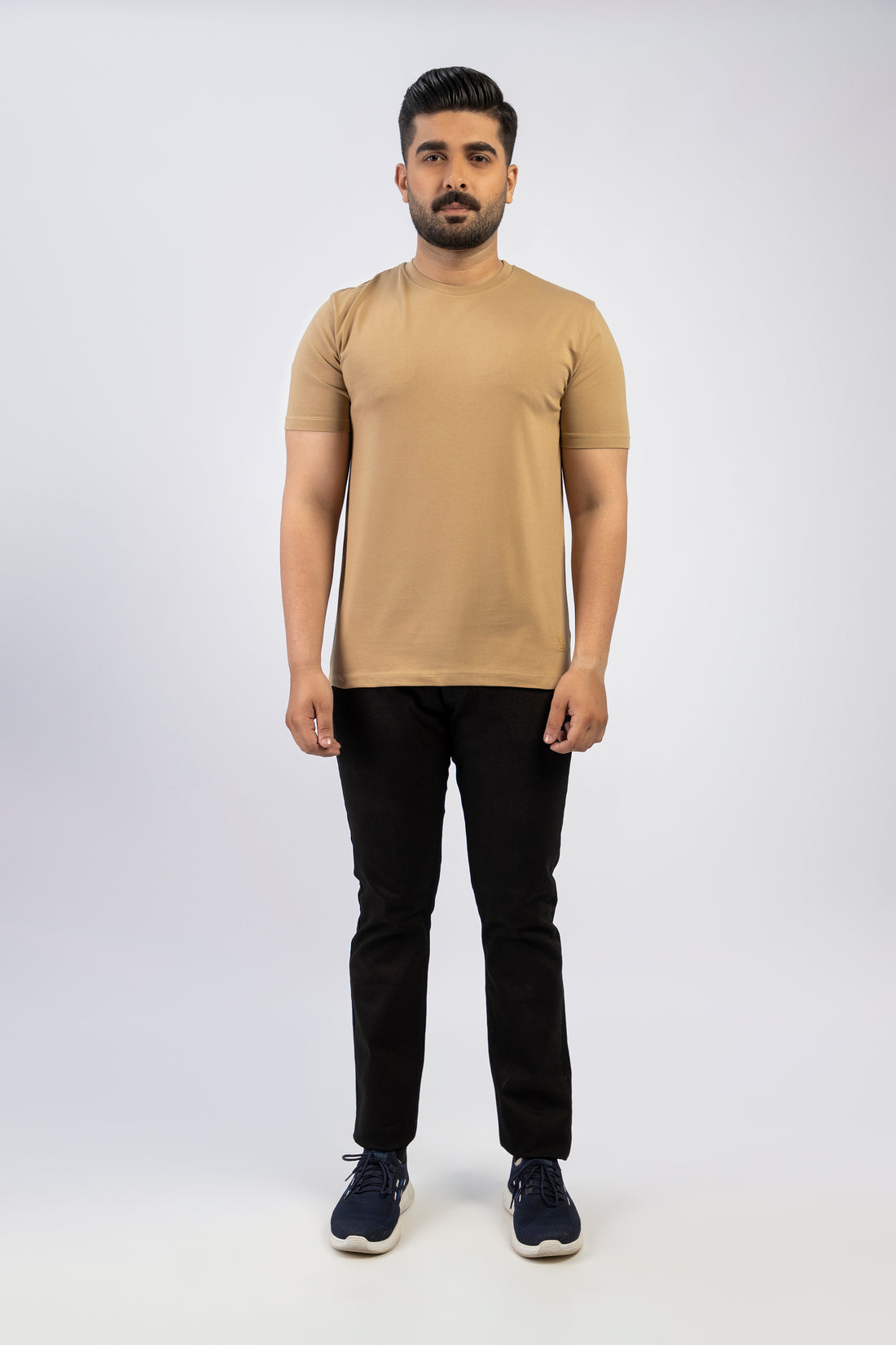 Khaki Round Neck Plan t-shirt (Premium) - Image 3