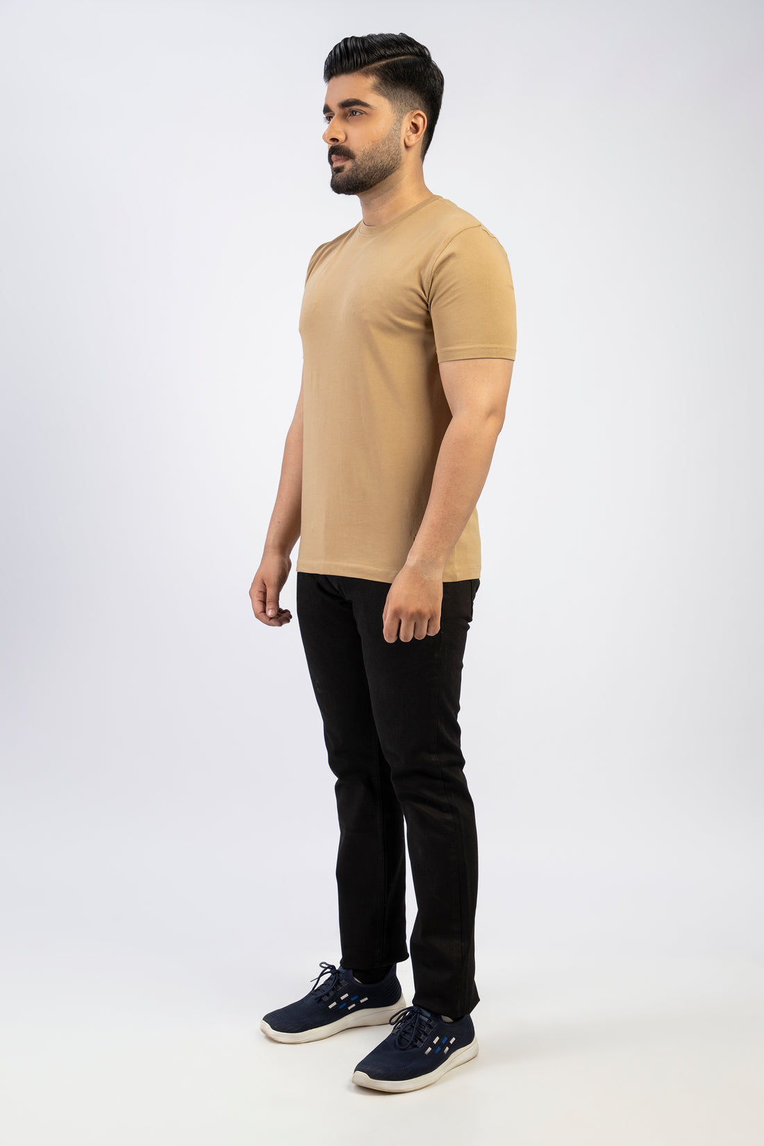 Khaki Round Neck Plan t-shirt (Premium) - Image 4