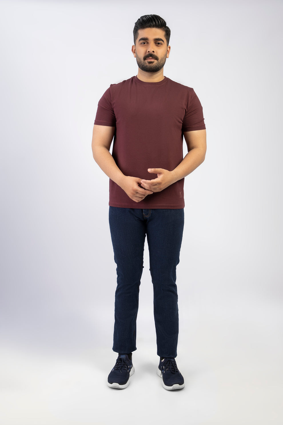 Maroon Round Neck Plan t-shirt (Premium)