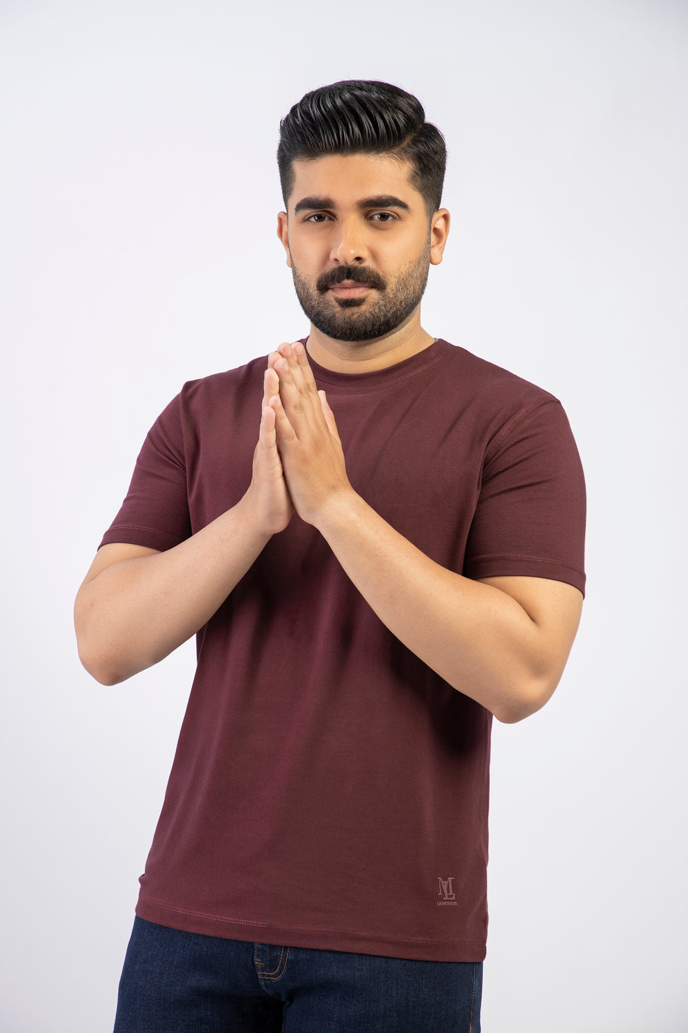 Maroon Round Neck Plan t-shirt (Premium) - Image 3