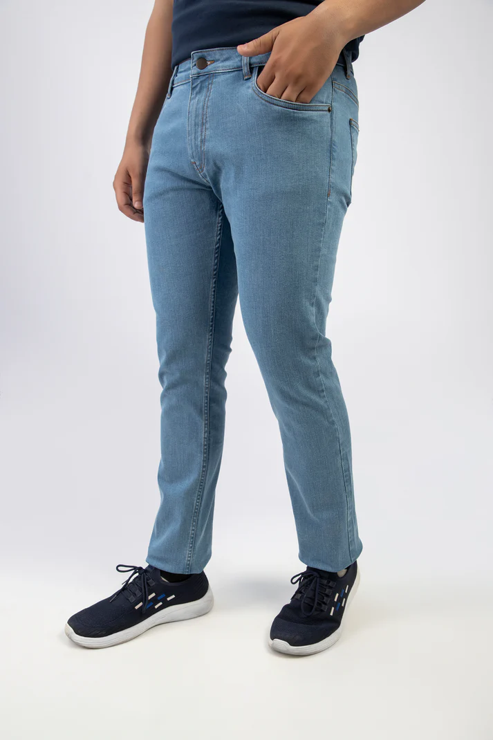 Light Blue Denim Jeans-Paint (Stretchable)