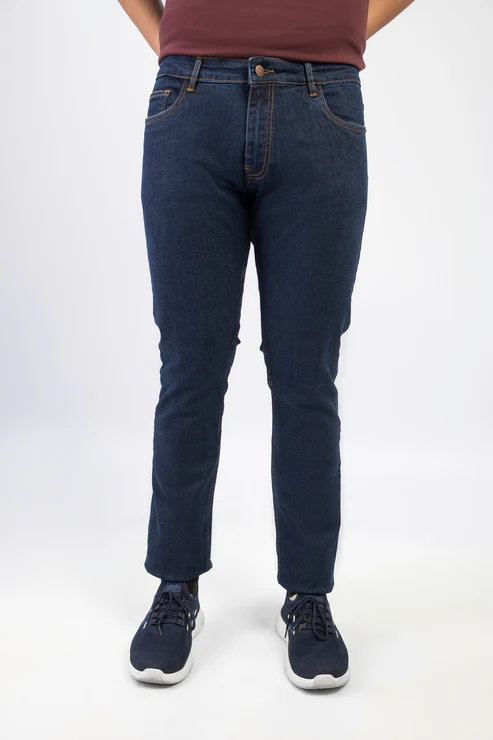 Navy Blue Denim Jeans-Paint (Stretchable)