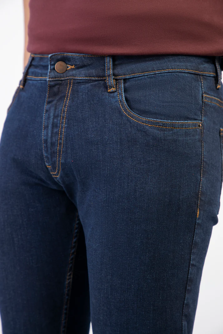 Navy Blue Denim Jeans-Paint (Stretchable) - Image 2